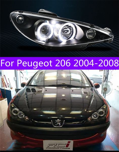 Faróis Xenon para Peugeot 206 2004-2008 DRL Turn Signal Front Lamp High Beam Diário Running Headlight Acessórios