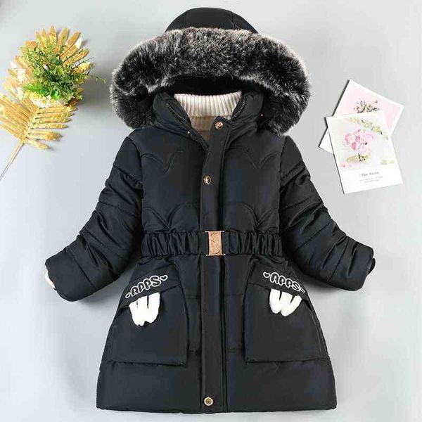 LZH 2022 Winter Girls Parka para crianças espessadas de casaco de roupas longas de roupas de pele de pele de peles