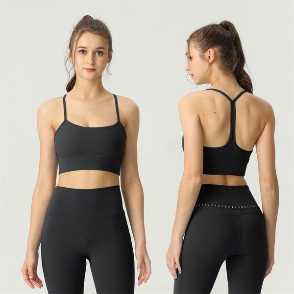 Sutiã esportivo Flow Y Ioga Roupas de ginástica Colete feminino com acolchoamento no peito Regatas Correndo para a pele à prova de choque Roupa íntima feminina à prova de choque