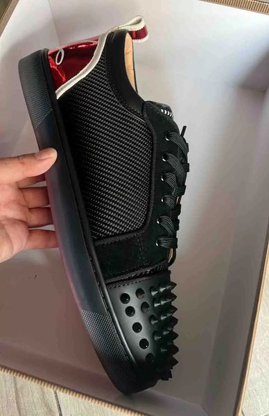 

men's casual shoes low spikes sneakers red sole sneaker fun vieira lace-up sports runner trainers, Black