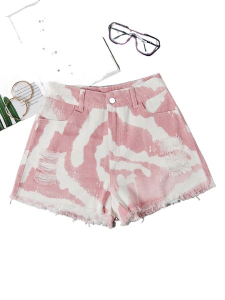 

tie dye raw hem shorts d5hx#, White;black