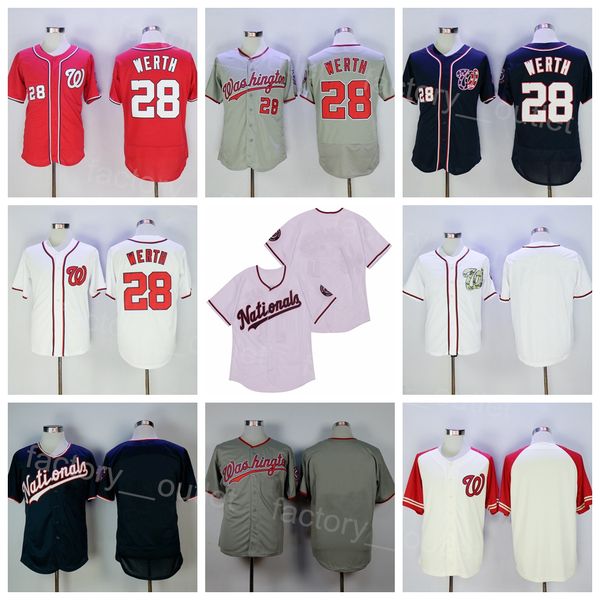 

men throwback baseball retro 28 jayson werth jersey all stitched flexbase cool base team color navy blue white red grey retire breathable fo, Blue;black