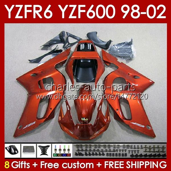 Yamaha için Vücut Çerçevesi YZF-600 YZF R6 R 6 600cc YZFR6 1998 1999 00 01 02 KUTUSUNDA 145NO.31 YZF 600 CC Cowling YZF-R6 98-02 YZF600 98 99 2000 2001 2002 Kaplama Kiti Turuncu Parlaklık