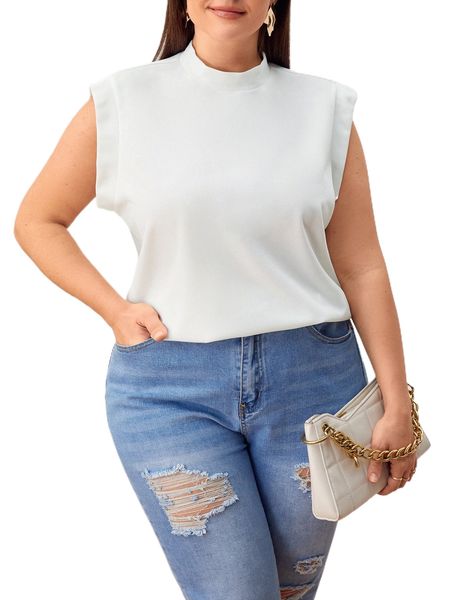 

plus mock neck keyhole back tank u1zv#, Black