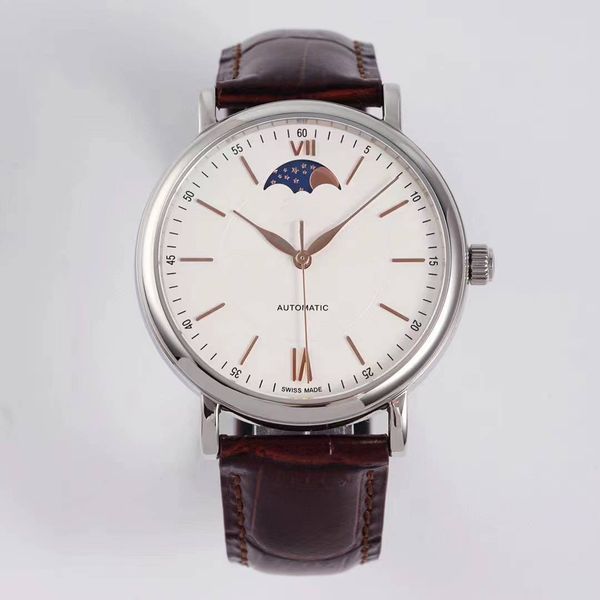 

ai factory cowhide watchband 9015 movement sapphire glass mirror 40mm pin buckle, Slivery;brown