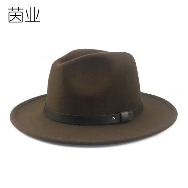 

vintage woolen bowler hat flat brim felt cap british style autumn and winter warm hat men and women jazz hat 60 cm58cm, Blue;gray