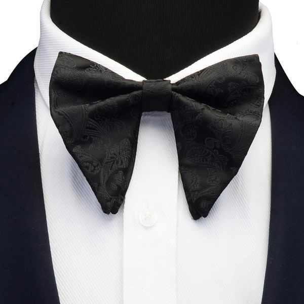 Moda İpek Pasley Çiçek Büyük Bowtie Sarı Kırmızı Jakard Bow Tie Erkekler için İş Düğün Partisi Bağları Gigt Aksesuarları