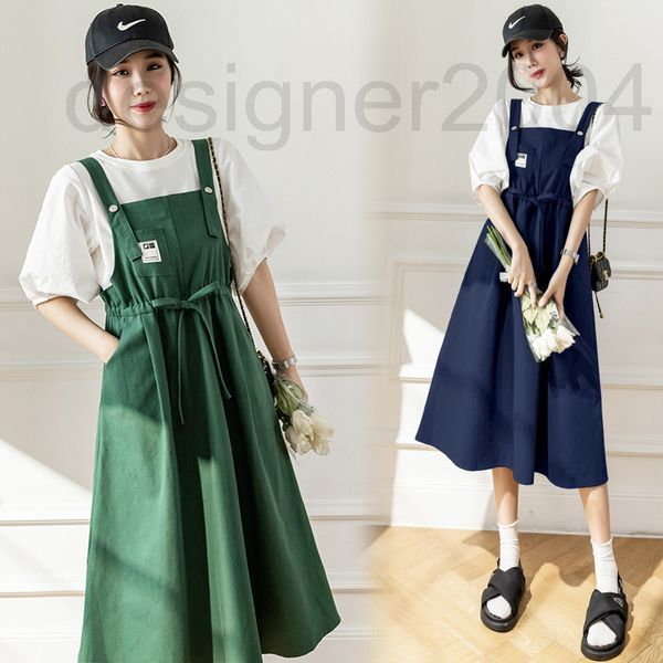 

skirts designer green forest belt skirt summer women 2022 new korean version loose waist and thin jeans jy5w, Black