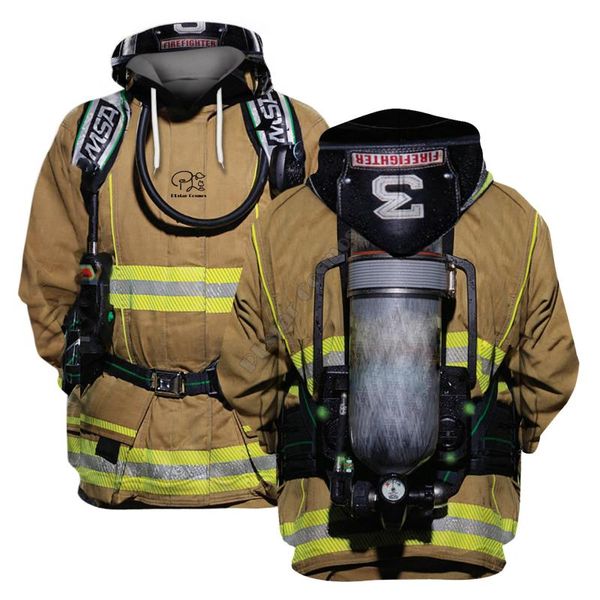 

men's hoodies & sweatshirts firefighter suit 3d print fireman hoodie men women fashion hooded sweatshirt long sleeve pullover style-4me, Black
