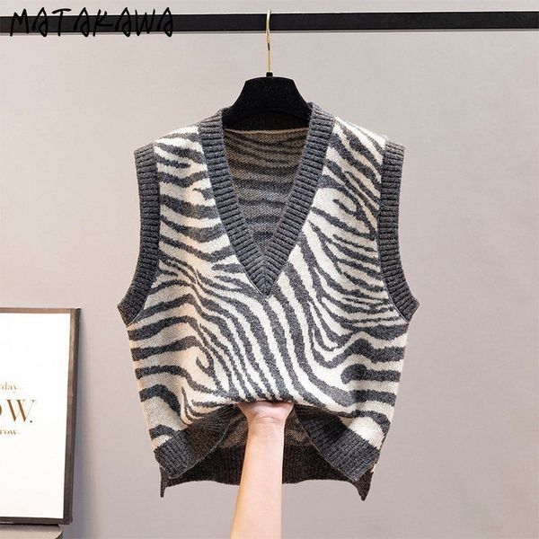 

waistcoat vest coat vneck knit ladies sweater spring outer wear loose fashion korean version women 210506, Black;white