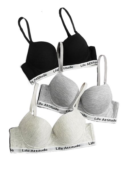 

3pack letter tape underwire bra set c1nh#, Black;red