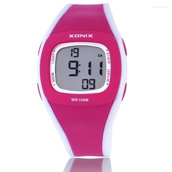 Montres-bracelets montre femmes marque gelée mode décontracté LED enfants montres PUStrap Sport dame fille robe