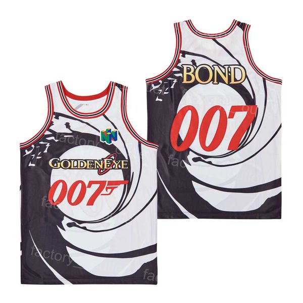 Film Golden Eye R.I.P Sean Connery 007 James Bond Maglia Uomo Basket Nero Manica Corta Girocollo Uniforme Ricami Colore Squadra Nero Hip Hop Sport Università