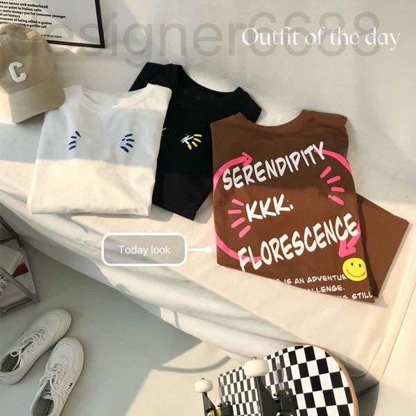 

women's t-shirt designer summer round neck short sleeve letter printing leisure simple temperament loose fashion t-shirt with for men a, White