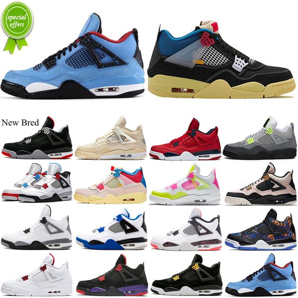 

red metallic 4 4s men basketball shoes bred blue neon what the cavs lemon venom black-cat mens trainers sport sneakers 7-13