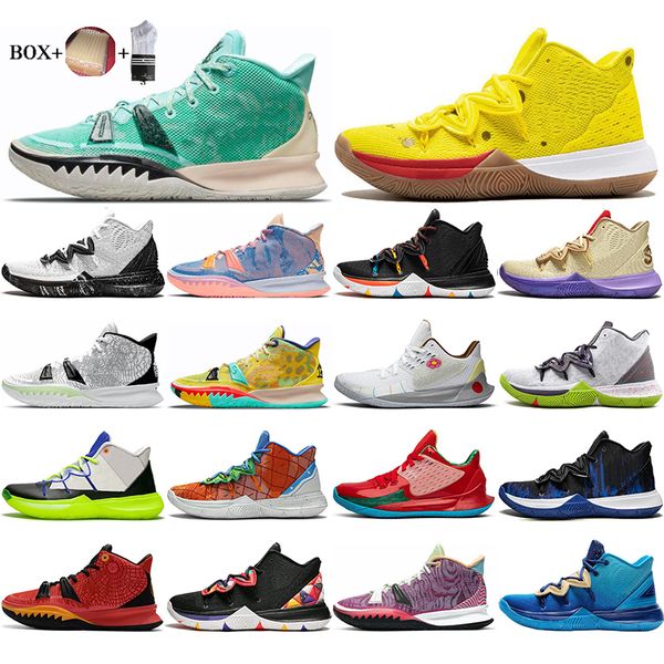 

with box mens kyrie shoes tv pe basketball shoe 5 for 20th anniversary sponge x irving 5s pineapple house patrick mr.krebs sandy cheeks wome, White;red