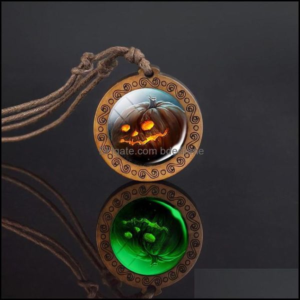 

pendant necklaces pendants jewelry luminous necklace halloween pumpkin black cat rope chain jewelrypenda dhnfy, Silver
