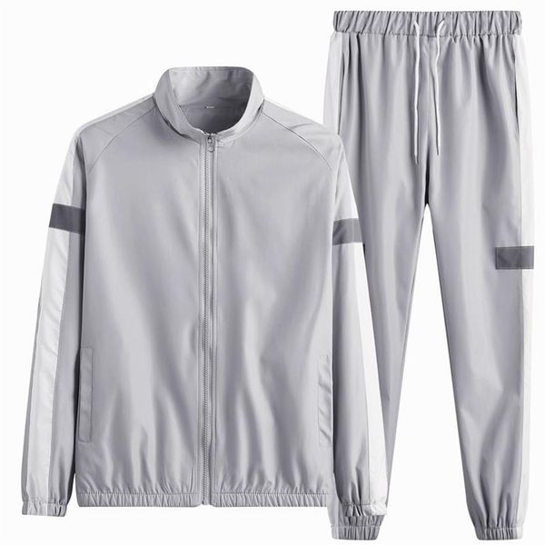 

men's tracksuits men casual sets 4xl 2021 spring zipper jacket male bi242i, Gray