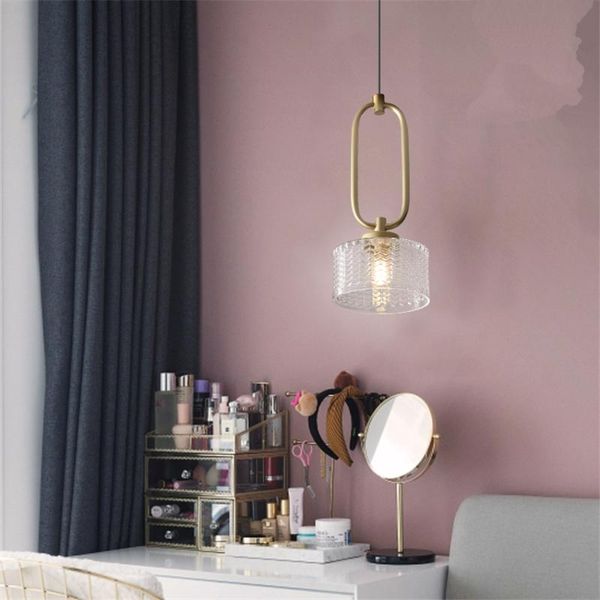 Lâmpadas pendentes anel oval nórdico Luzes de vidro dourado Bedroom Lâmpada de restaurante Modern Luxury Single Hanging LightingPenda