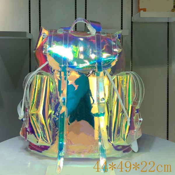 

pvc transparent colorful backpack monogram printed school bag jelly luggage bags adjustable shoulder strap zipper closure large capacity col