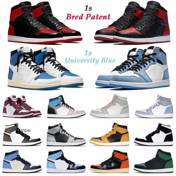 

2022 basketball shoes 1s bred patent high og men women 1 bordeaux prototype hyper royal university blue dark mocha mens trainers sport