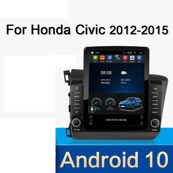 2d em 9 polegadas de vídeo Android Car Rádio para Honda Civic 2012-2013 Support Unidade Cabeça Bluetooth WiFi Rolheleiro Controle