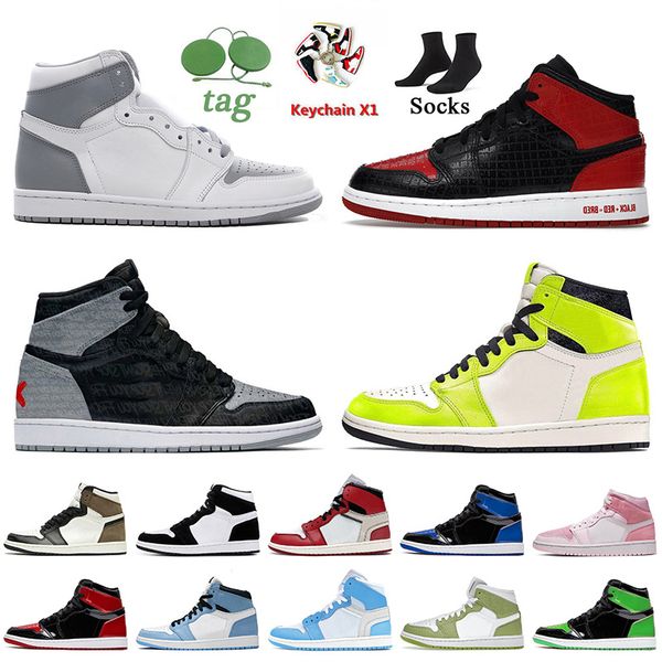 

basketball 1s shoes jumpman 1 stealth 2022 bred rebellionaire banned visionaire women mens trainers stealth university blue green python sne, Black