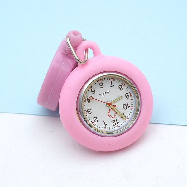 Orologi da infermiera moda rosa carino caramelle clip-on spilla ciondolo pendente orologio da tasca al quarzo regolabile per medico