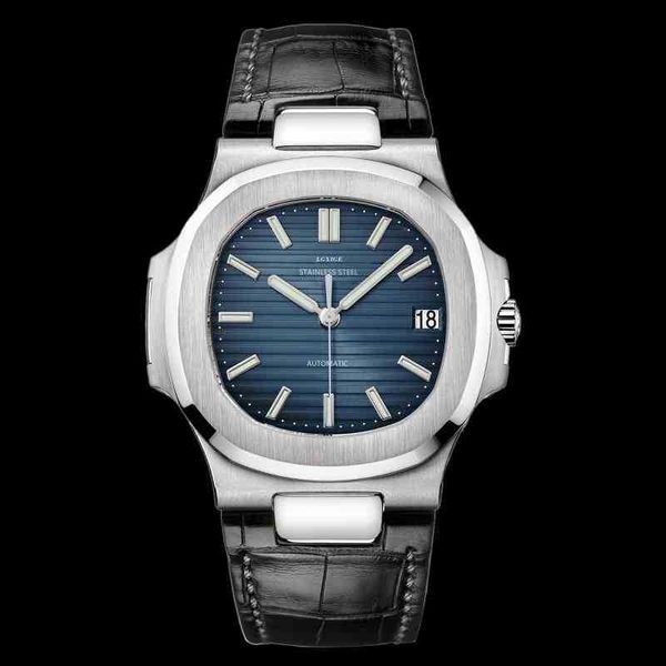 

men automatic watch genuine leather watches for man aaa wristwatch 2022 montre de luxe orologio mechanical reloj, Silver