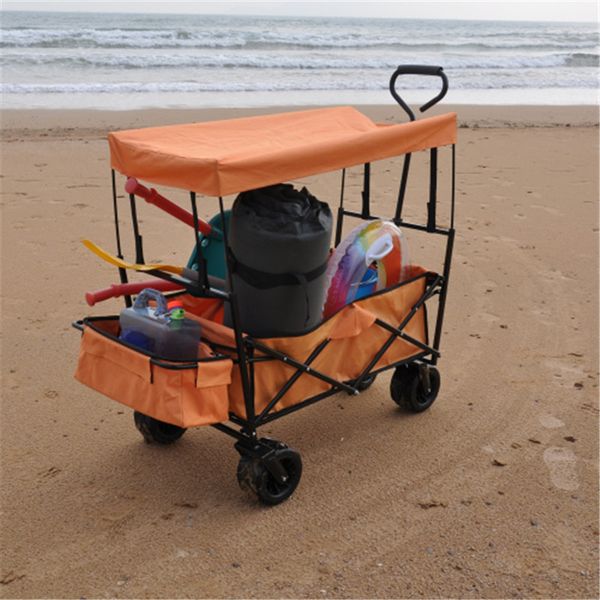 

usa stock orange folding wagon garden shopping beach cart w22735608