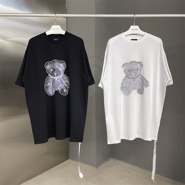 

bear tee 22ss reflective short sleeve t-shirt couple men-women teedesigner t shirt for men's women's luxurys t-shirt european and, White