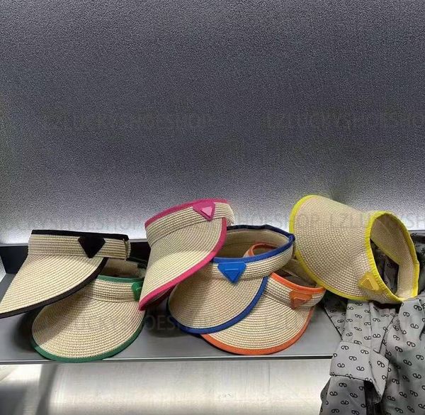 

new style summer luxury empty cap sun visors adjustable weave sun hats designer exercise lady golf tennis fashion outdoor sandbeach multicol, Blue;gray