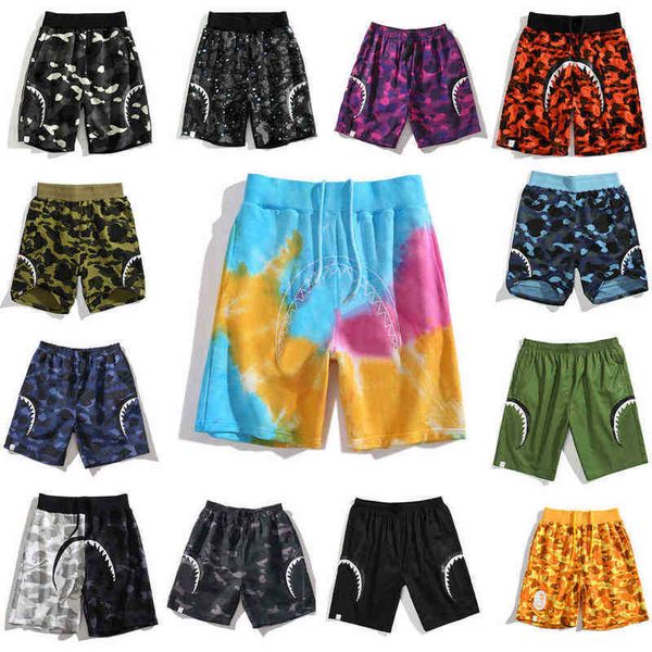 

shark mouth head shorts men street beach mens sports pants womens bathing unique ape sweatpants summer camouflage short pant fashion, Black