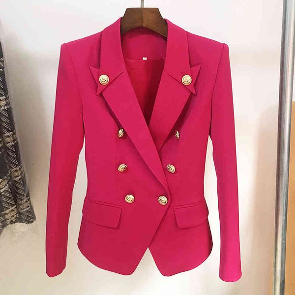 

women's suits & blazers 2022 autumn and winter women's suit jacket fashion metal lion head button double breasted small rose red x, White;black