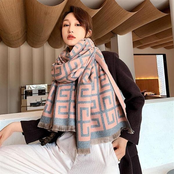 

2020 winter scarf women cashmere scarf fashion warm foulard lady air-conditioned office scarves thick soft shawls wraps235p, Blue;gray