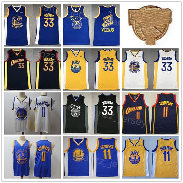 

men the finals patch klay thompson basketball jersey 11 james wiseman uniform 33 for sport fans away black navy blue white yellow team color, Black;red