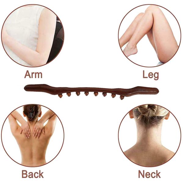 

8 beads wood guasha therapy massager stick fat anti cellulite trigger point full body massage roller slimming tool relax 220318