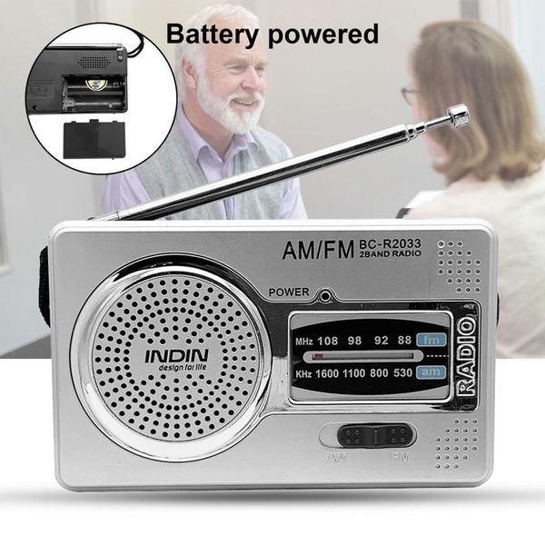 BC-R2033 AM FM Radio Teleskopantenne Vollband tragbarer Empfänger Retro FM World Pocket Radio-Player für ältere Menschen