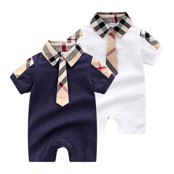 

kids romper new summer baby boys rompers kids short sleeve plaid clothing baby girls cotton jumpsuit newborn crompers 0-24m baby c234j, Blue
