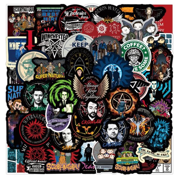 

50pcs classic tv show supernatural sticker spn stickers for motorcycle notebook computer car diy children toy guitar refrigerator