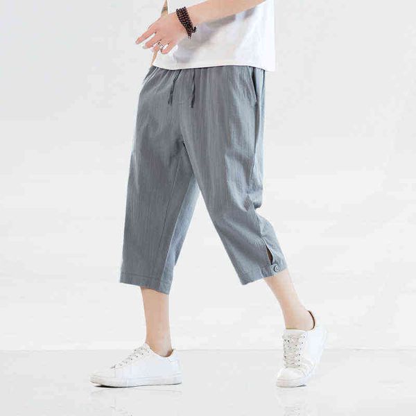 Männer Chinesischen Stil Harem Jogger Hosen 2022 Männer Leichte Retro Streetwear Strand Shorts Sommer Männlich Casual Kalb-Länge Hosen l220706