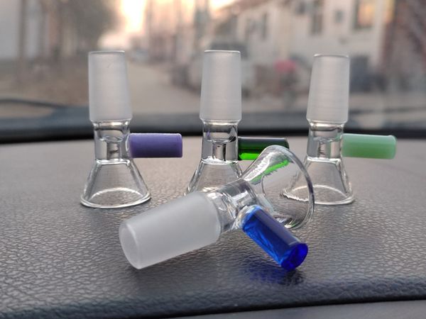 Narghilè Ciotole di vetro colorate con manico maschio da 14mm 18mm Ciotola da fumo colorata Pezzo per tubi di acqua Bong Dab Oil Rigs Accessori per fumo