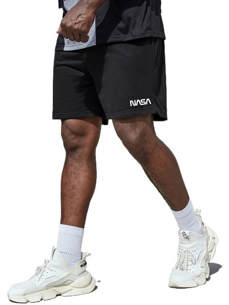 

extended sizes men letter graphic shorts r5ku#, White;black