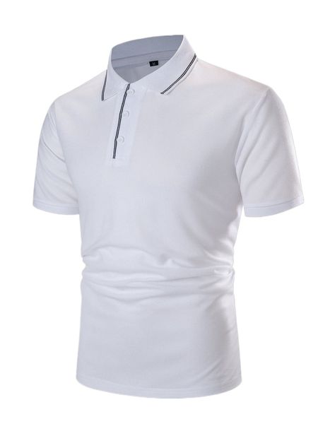 

men contrast trim polo shirt t5he#, White;black
