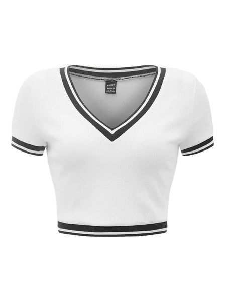 

mod v-neck striped tee d8sw#, White