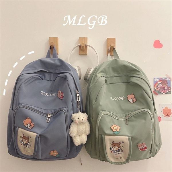 

teen school bag for girls backpack black pink nylon cute cartoon college school backpack women teenage student schoolbag lj201225