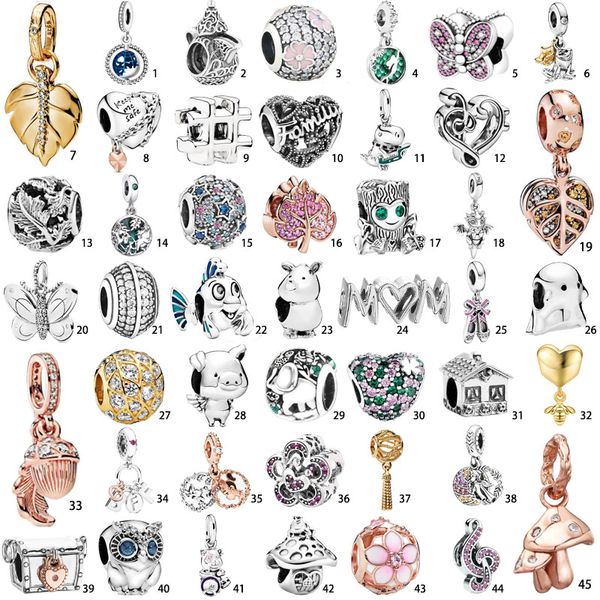 925 Silber Fit Pandora Charm 925 Armband Europäische S925 Silber Charms Anhänger Bead Fit Charms Set Anhänger DIY Feine Perlen Schmuck