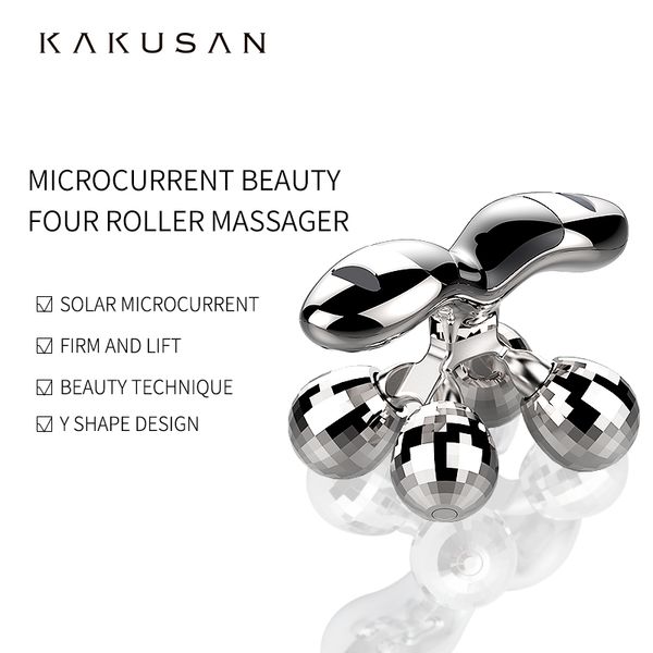 

silver color 4d microcurrent skin tightening face lifting body massage roller