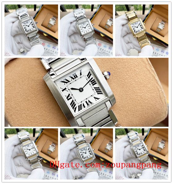 

2022 luxury tank francaise ladies brand quartz watches joker gold diamond wristwatches classic square santos womens watch d30870, Silver