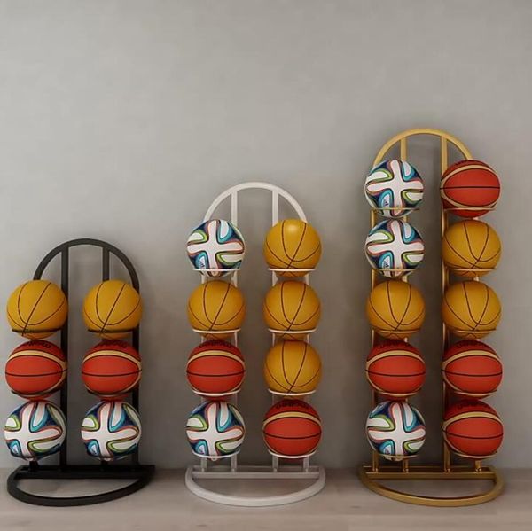 Scaffale per pallacanestro per bambini al coperto a doppia fila per uso domestico, scaffalature per pendolo per palline per asilo, cestino portaoggetti per scaffali